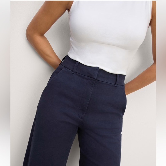 Everlane Twill Navy Trouser Wide Leg Pants - Picture 1 of 9